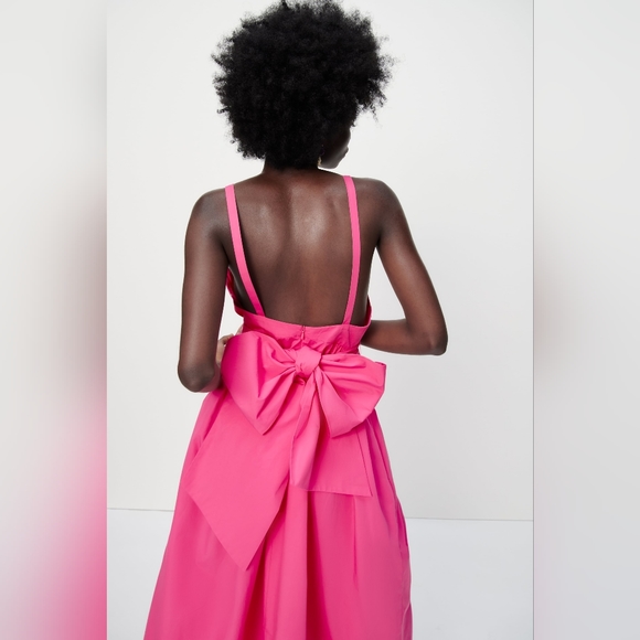 Zara Pink Tied Poplin Dress size small - Picture 3 of 11